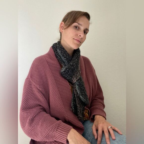 Hand Crafted Accessories - Scarf Handmade Acrylic Dark Teal Grey Purple NEW Soft Outdoor Winter